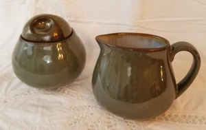 Sango Cream and Sugar Bowl 3 Piece Set Nova Avocado Green - Picture 1 of 12