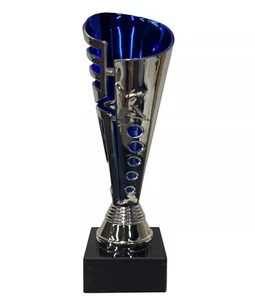 Trophy Cup - Silver Blue Star Trophy with Marble Base for Sport Tournaments - Picture 1 of 7