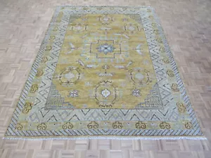 9 x 12 Hand Knotted Gold Khotan Oushak Oriental Rug G12290 - Picture 1 of 12