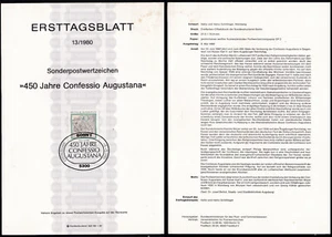 GERMANY 1980 First Day Card Michel 1051 ETB Sheet - Reading Augsburg Confession - Picture 1 of 1