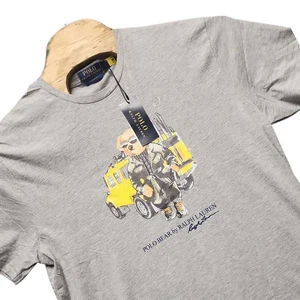 Polo Ralph Lauren Herren grau Polo Bear Grafik Rundhalsausschnitt T-Shirt Größe Large neu mit Etikett - Bild 1 von 3