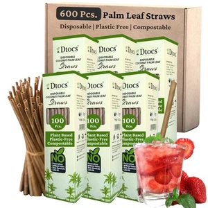 Palm Leaf Disposable Straws (8", 100, Count) - Picture 1 of 9