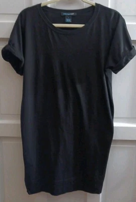 Camiseta St Tropez West Vestido Encubrimiento Negra Grande Algodón Pima y Tejido Modal Años 80 Foto 1 de 4