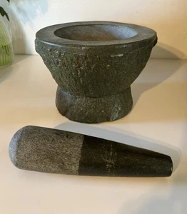 Vtg '60s XL Ex Large Granite Mortar & Pestle HEAVY 17lbs Kitchen Spice Grinder - Picture 1 of 18