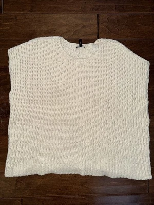 Suéter Eileen Fisher Crema Costero Cuadrado Gran Tamaño Manga Gorra Suéter Talla L Foto 1 de 4