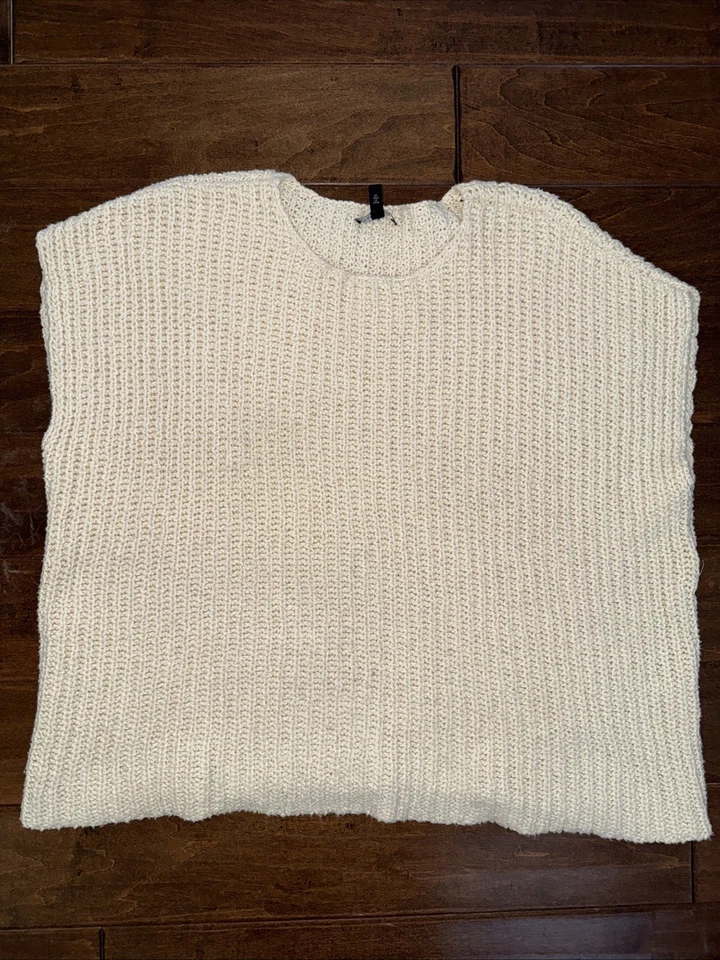 Suéter Eileen Fisher Crema Costero Cuadrado Gran Tamaño Manga Gorra Suéter Talla L Foto 1 de 4