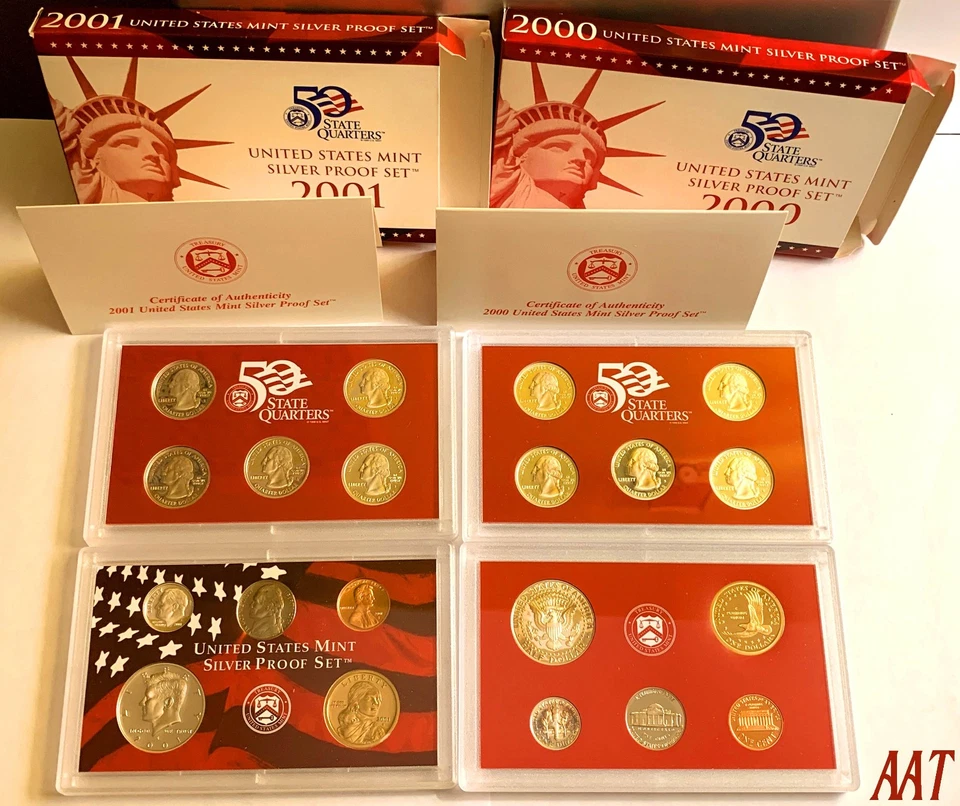 Silver Proof Sets 2000-2001 - 20 Coin Lot - US MINT OGP COA 🔹✅ - Image 1 of 4