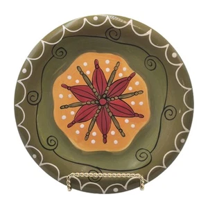 Plato de postre Pier 1 Ironstone pintado a mano verde rojo estrella flor 8,25" - Imagen 1 de 7