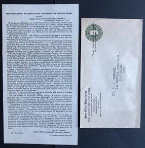 #798 1937 3c Sesquicentennial of Constitution P.O. New Stamp Announcement Letter - Picture 1 of 4