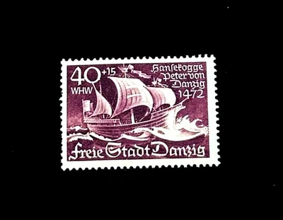 Sello Alemania DANZIG - 1938 Winter Aid Ship Series Semi Postal Sn B32 MLH r21 Foto 1 de 2