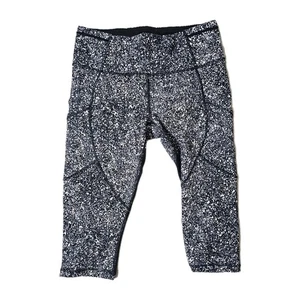 Leggings LULULEMON Outrun Crop Salpicaduras Blanco Negro Extreme 8 Mallas LW6ABNS - Imagen 1 de 7