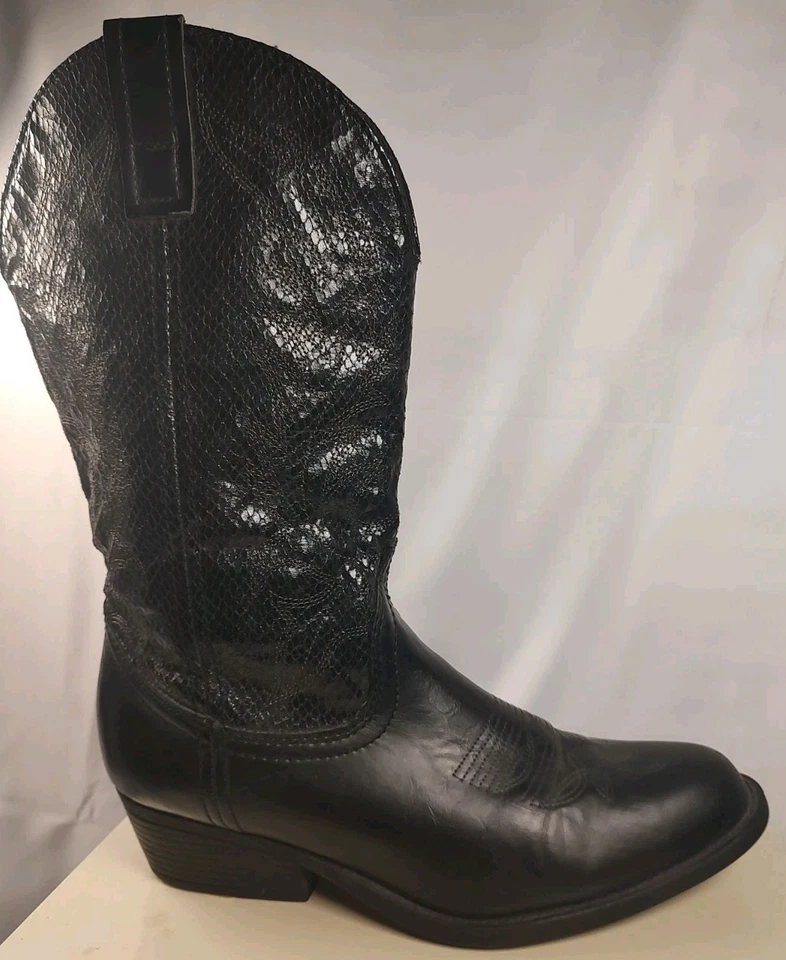 Rampage Walden Laredo Botas Mujer Talla 8.5 M Negro Imitación Cuero Vaquera Western Foto 1 de 4
