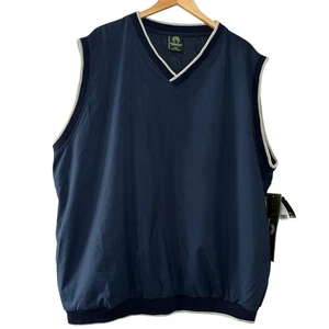 VTG Y2K Weatherproof Golf Vest 3XL Navy Microfiber Pullover Windbreaker Korea - Picture 1 of 13