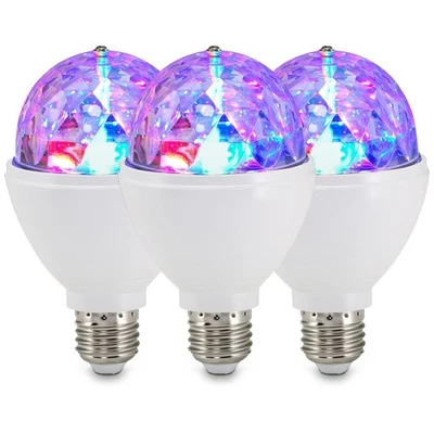 RGB LED Leuchtmittel E27 3W 3er Set Farbwechsel Lampe Effekt Glühbirne Party - Bild 1 von 4