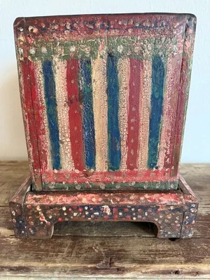 Antigua caja de arte popular patriótico primitivo bandera estadounidense humidor posguerra civil Foto 1 de 4