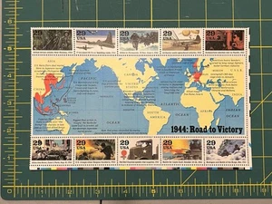 Scott #2838 World War II 1944 Road to Victory Sheet of 10 29¢ Stamps (1994) Mint - Picture 1 of 2