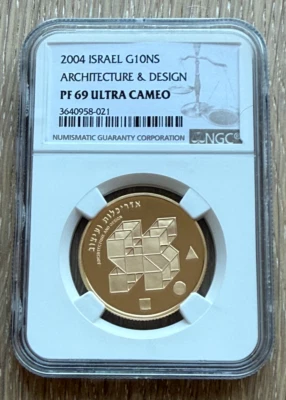 Israel 2004 Gold 1/2 oz 10 New Sheqalim NGC PF69UC Architecture and Design - Image 1 of 2