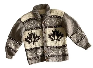 VINTAGE NATIVE CANADIAN HAND KNIT COWICHAN CARDIGAN SALISH INDIAN ROCKABILLY L 42 - Bild 1 von 7