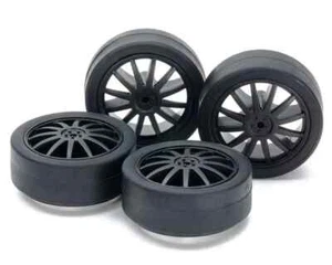 TAMIYA ACCESSORI MINI 4WD GOMME PICCOLO DIAMETRO 26 mm CERCHI CARBON ART 15534 - Foto 1 di 2
