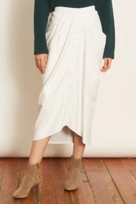 Saia ISABEL MARANT Couro Branco “Lyvia” Tamanho 34 Reino Unido 6 NOVA - Imagem 1 de 4