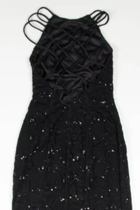 Vestido de graduación vintage negro con lentejuelas con tiras en la espalda tawny talla mediana - Imagen 1 de 2