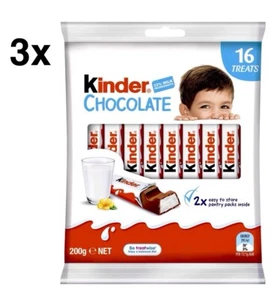 3 x KINDER CHOCOLATE SHARE PACKS 200G EACH / 16 BARS PER PACK / FERRERO KINDER - Picture 1 of 2