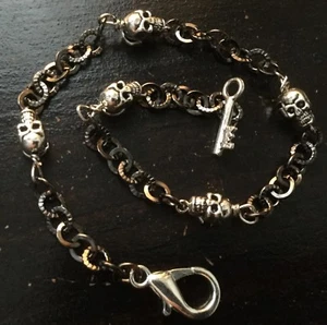 Edwardian Physician Memento Mori Vanitas Style Pocket Watch Chain Skull Link - Picture 1 of 2