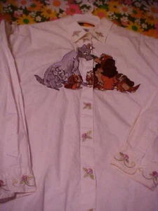 DISNEY Adorable & Beautiful Embroidered Tailored Shirt Lady & The Tramp XXXL - Picture 1 of 10