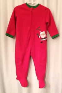 Unisex Toddler Santa One Piece Footed Pajamas Size 12-18 Month Embroidered Santa - Picture 1 of 4