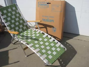 NEW!!! Vintage Mid Century Retro Telescope Folding Webbed Lawn Chair Lounge MCM - Picture 1 of 17