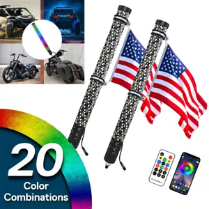 2ft LED Whip Remote RGB Chasing Antennas LED Light For ATV Polaris RZR UTV Buggy - Foto 1 di 24