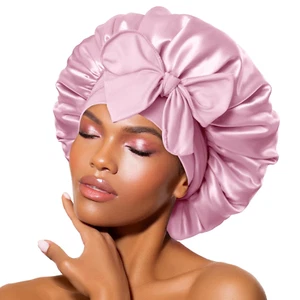 Silk Bonnet Satin Bonnet with Tie Band Hair Bonnet for Sleeping Night Sleep Hat - Picture 1 of 9