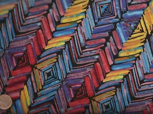 Watercolor Nouveau rainbow bright geometric Kaufman fabric - Picture 1 of 1