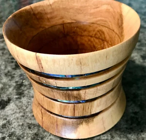 RECLAIMED  ELMWOOD AND PAUA SHELL BOWL - Picture 1 of 3