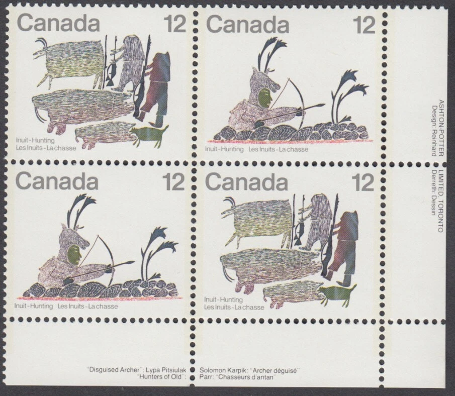 Canada - #751a Inuit - Hunting Plate Block - MNH - Image 1 of 1