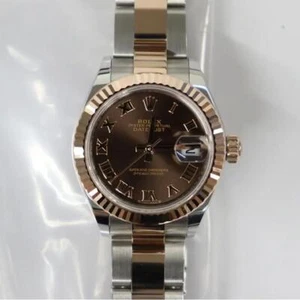 2024 New Rolex 279171 28mm 18K Rose Gold Steel Chocolate Roman Dial Ladies Watch - Picture 1 of 7