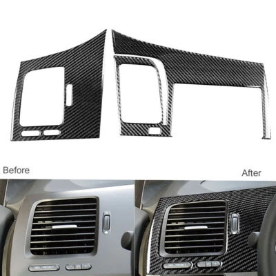 2 piezas para tablero de fibra de carbono Honda Civic 8th 06-11 ventilación de aire y cubierta de navegación GPS Foto 1 de 4