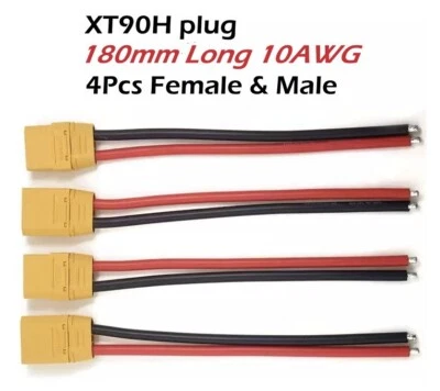 Cable de cable de coleta paralelo XT90 10 AWG 4 piezas 180 mm conector macho hembra RC Lipo Foto 1 de 4
