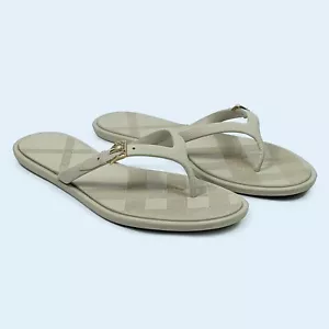 BURBERRY women's beige thong slippers | Size EUR 37/US 6.5 (24 cm/9.4 in) - Picture 1 of 11