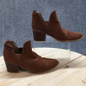 Carlos By Carlos Santana Boots Womens 7M Addison Ankle Bootie Brown Fabric Block - Picture 1 of 16
