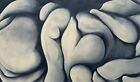 Original Surrealist Painting Sensual Forms 19x34”Acrylic On Canvas,Signed,COA