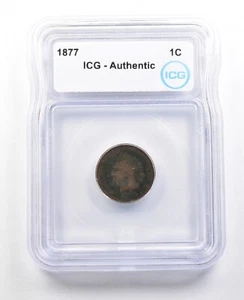 1877 Indian Head Cent Authentic ICG *3591 - Picture 1 of 3