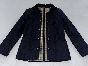 Burberry Quilted Jacket Coat Nova Check Navy England Womens Small - Picture 1 of 8