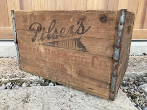 Vintage Wooden Beer Crate Pilser Brewing New York City NY Wood Advertising Box - Picture 1 of 19