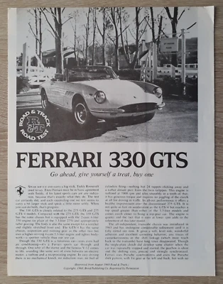 Folleto de prueba de carretera Ferrari 330 GTS 1968 Foto 1 de 3