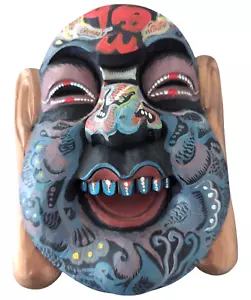 Chinese Buddhism Temple Old Wood Painted Maitreya Buddha Mask - Picture 1 of 10