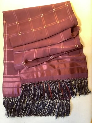Mens vintage Swing opera Scarf brocade 40s purple Satin rayon 11x46 art deco MCM - Image 1 of 4