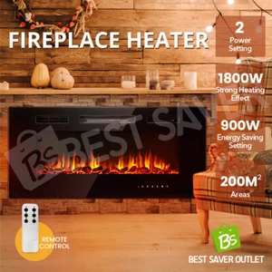 Maxkon 40inch Electric Fireplace Heater Wall Recessed Mounted 900/1800W 5 Flame - Picture 1 of 10
