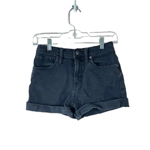 MADEWELL pantaloncino jeans nero taglia 24 vita alta denim polsino arrotolato - Foto 1 di 5