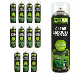 AutoTek Clear Lacquer Multi-Purpose Aerosol Spray Paint 500ml x12 - Picture 1 of 9